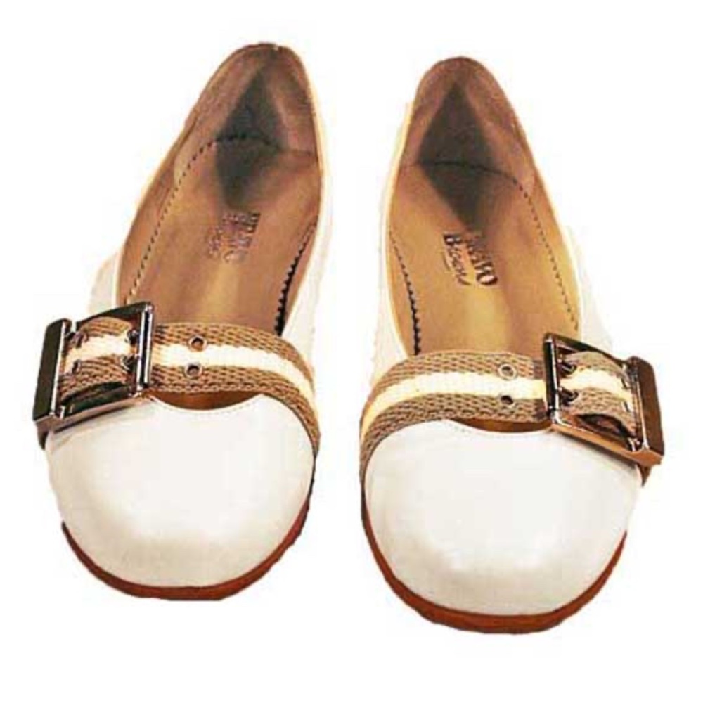 BROWNS COUTURE GUM FLATS, RUBBER SOLES, TAGS ON, Sz 7B, HEEL ½ inch, CALF LEATHE